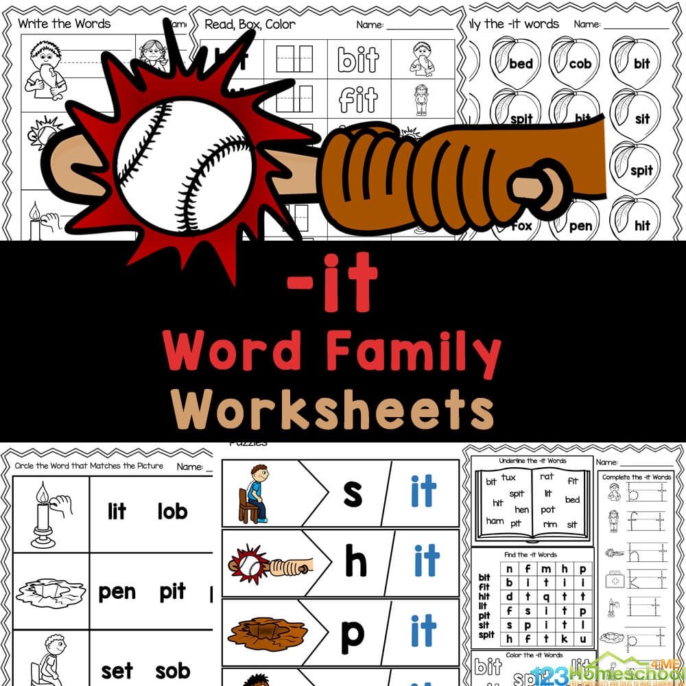 FREE Printable it Word Family Worksheets For Kindergarten