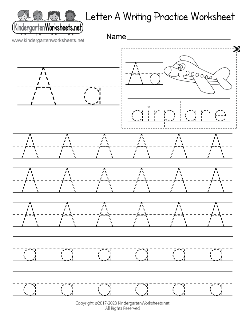 kindergarten letter a worksheet