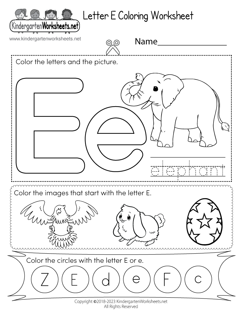 Free Printable Letter E Coloring Worksheet