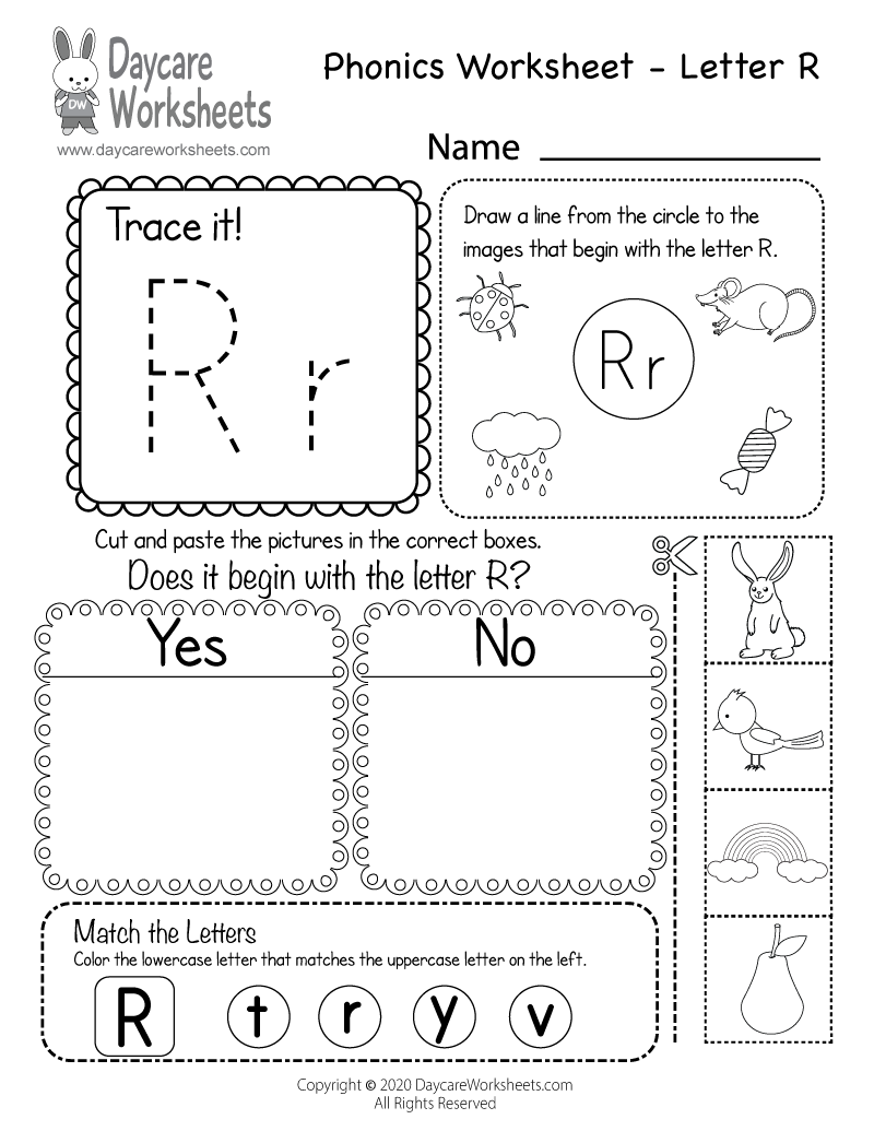 Free Printable Letter R Beginning Sounds Phonics Worksheet For Preschool