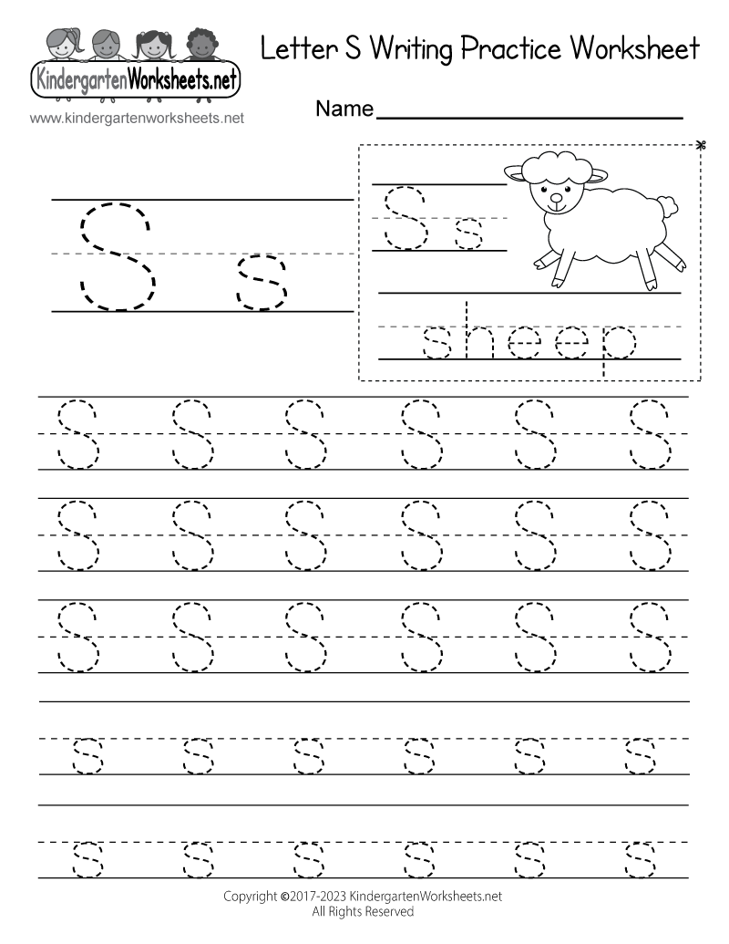 letter s worksheet for kindergarten