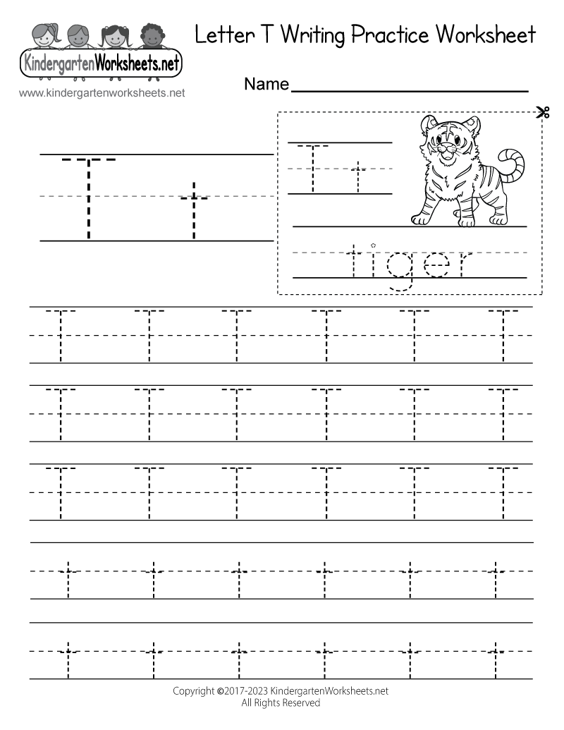 kindergarten letter t worksheets