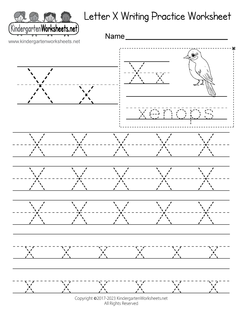 Free Printable Letter X Writing Practice Worksheet