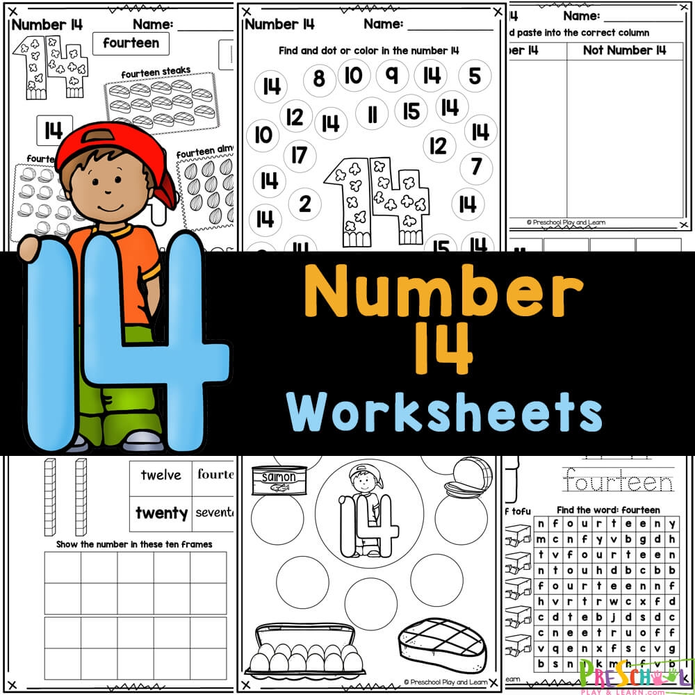 FREE Printable Number 14 Tracing Worksheets
