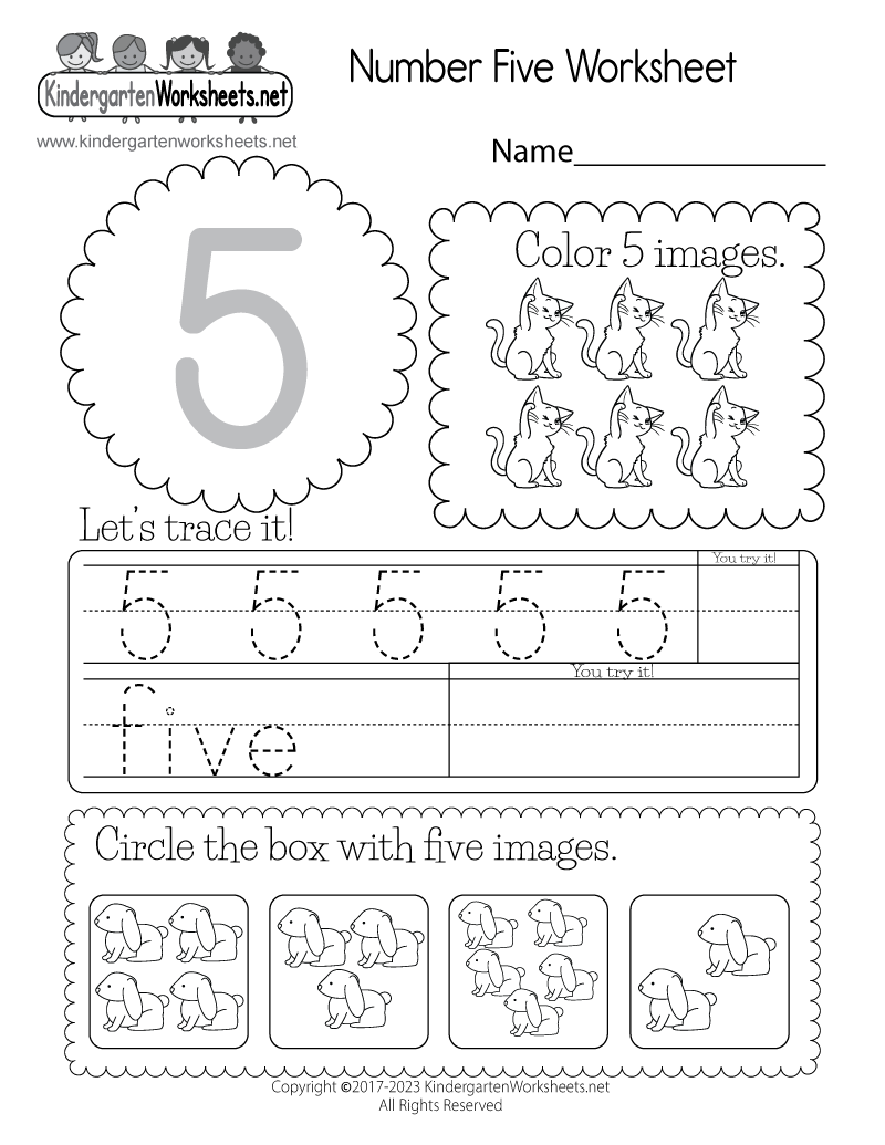 preschool number 5 worksheets