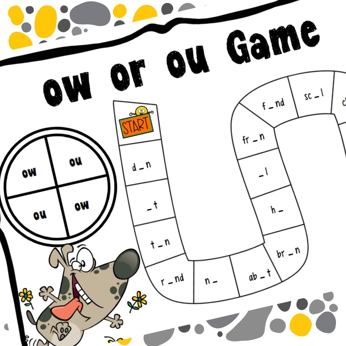 FREE Printable Phonics Ou And Ow Words Game