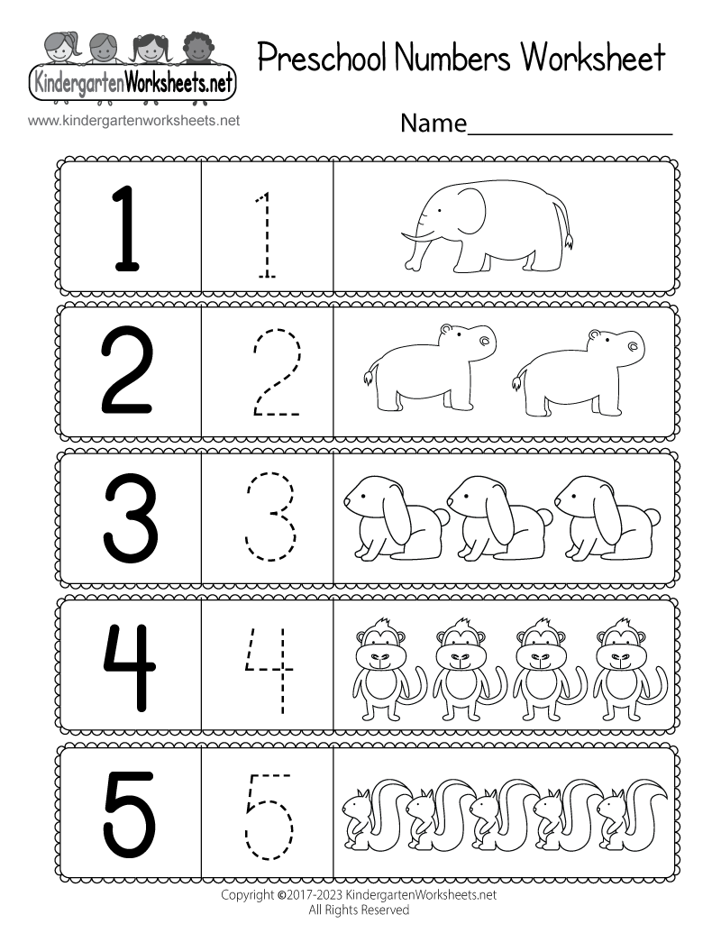 number worksheet preschool