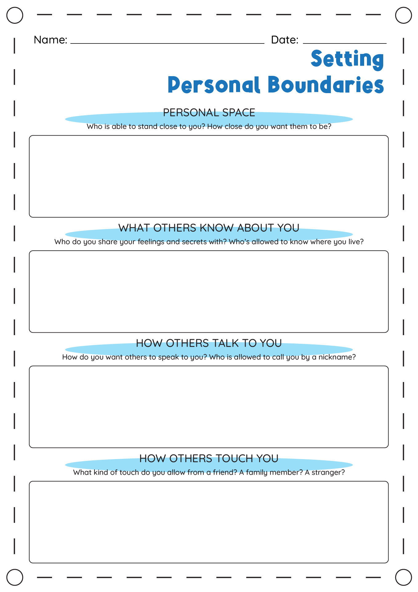 Free Printable Setting Boundaries Worksheet Printable Party Favors