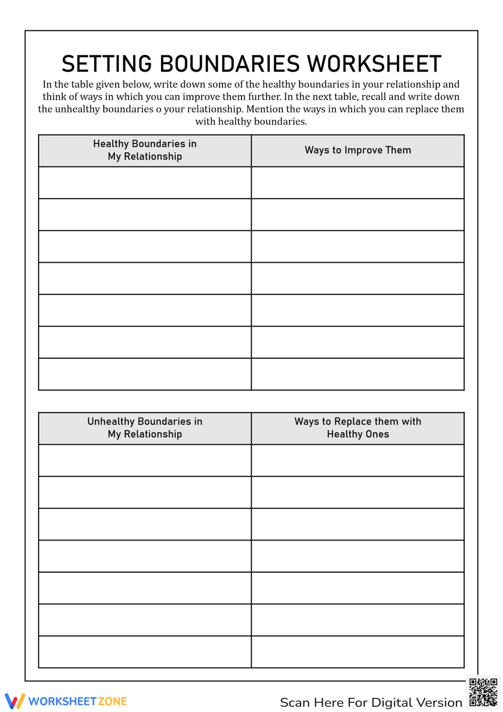 Free Printable Setting Boundaries Worksheet Printable Party Favors
