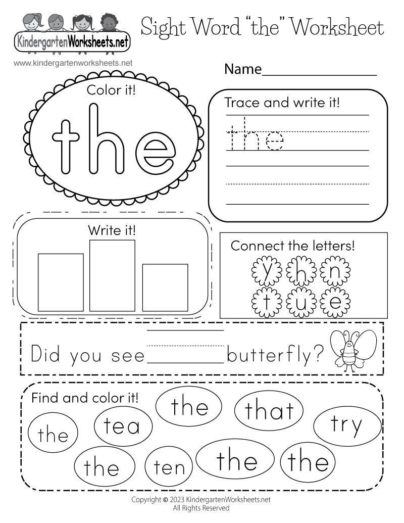 Free Printable Sight Word the Worksheet