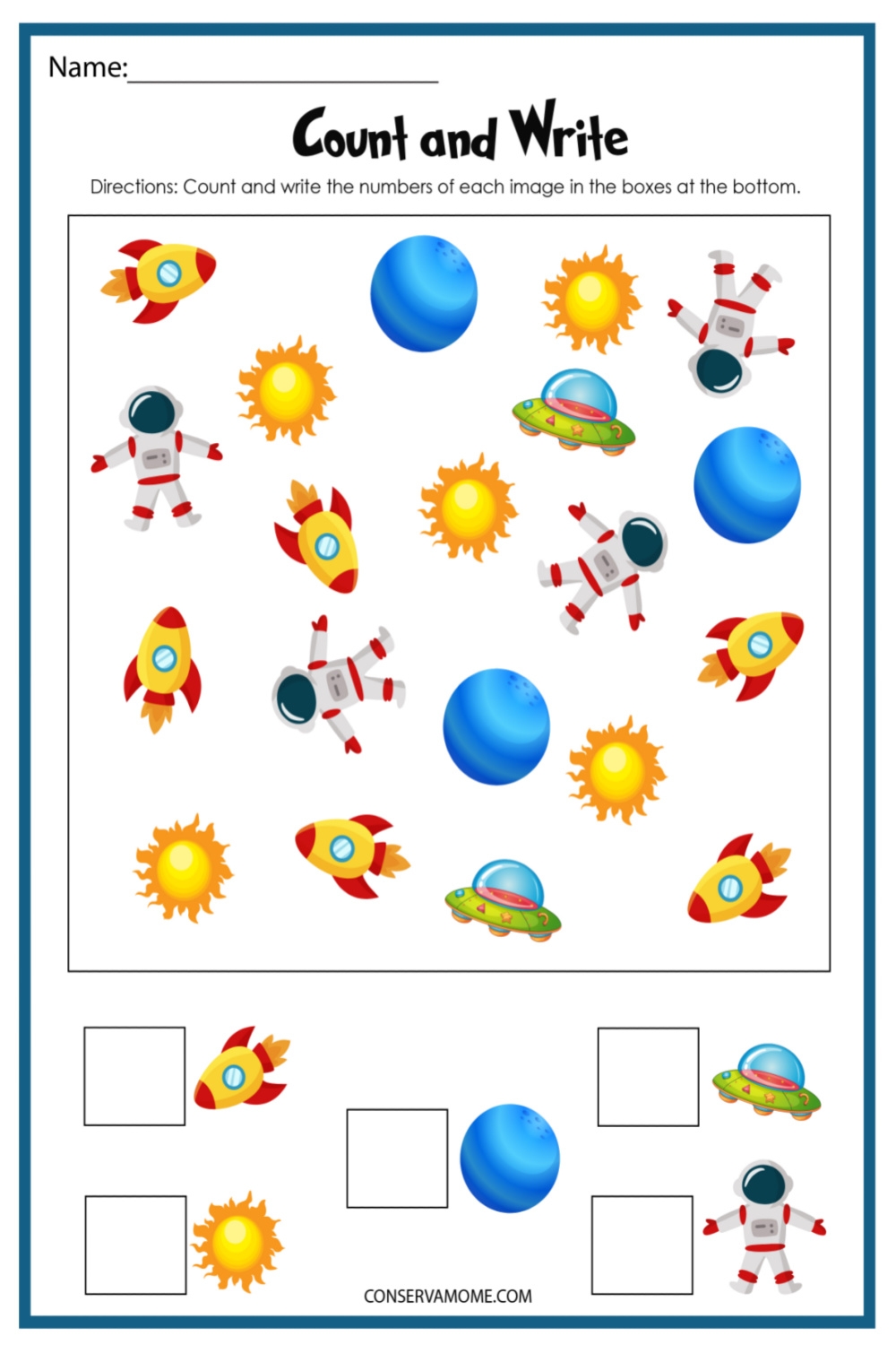 space worksheets for kindergarten