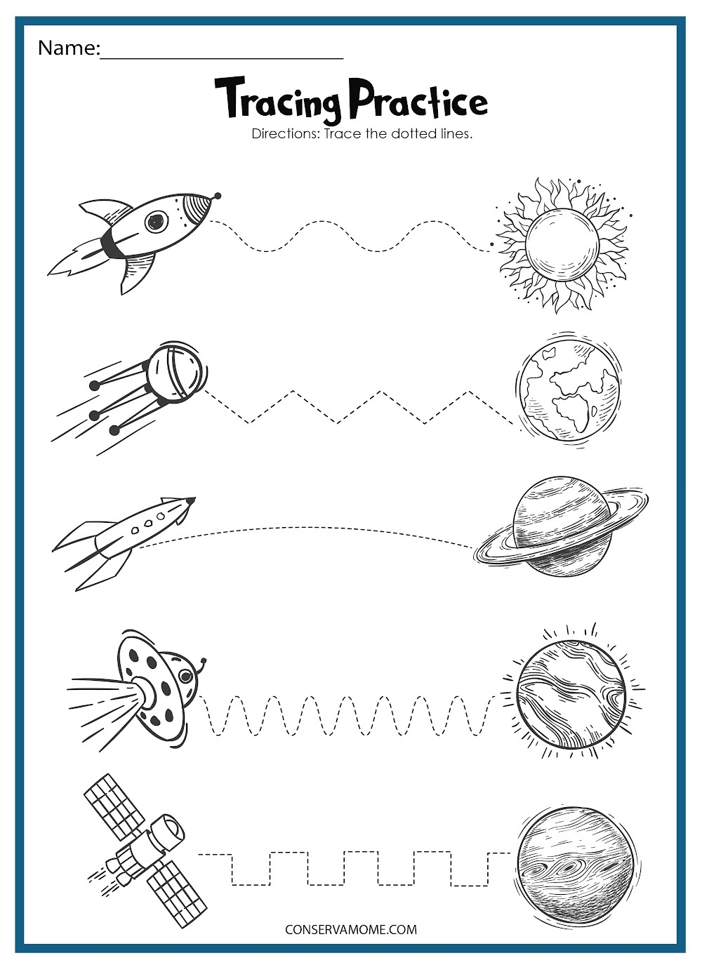 space worksheets preschool