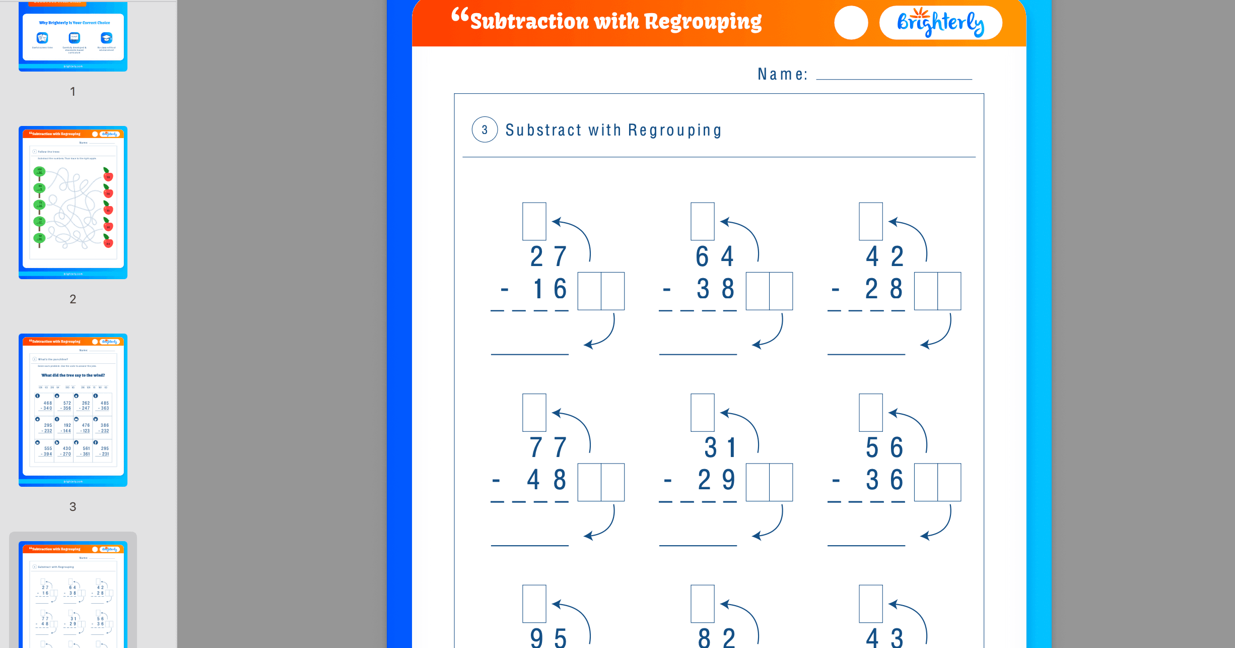 Free Printable Subtraction With Regrouping Worksheets PDFs Brighterly