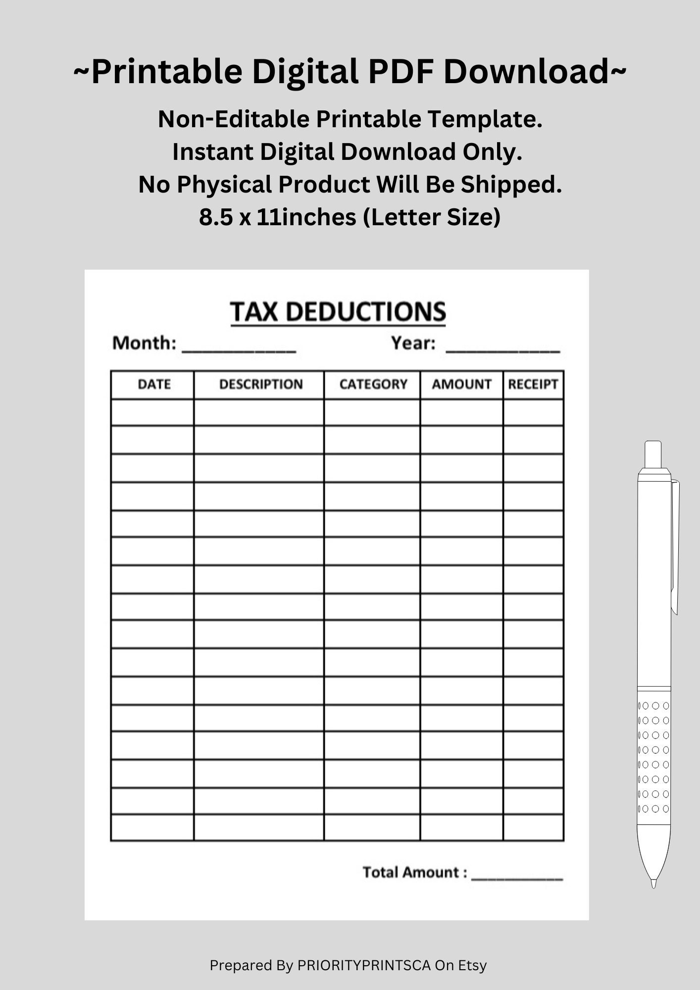 Free Printable Tax Deduction Worksheet Printable Party Favors
