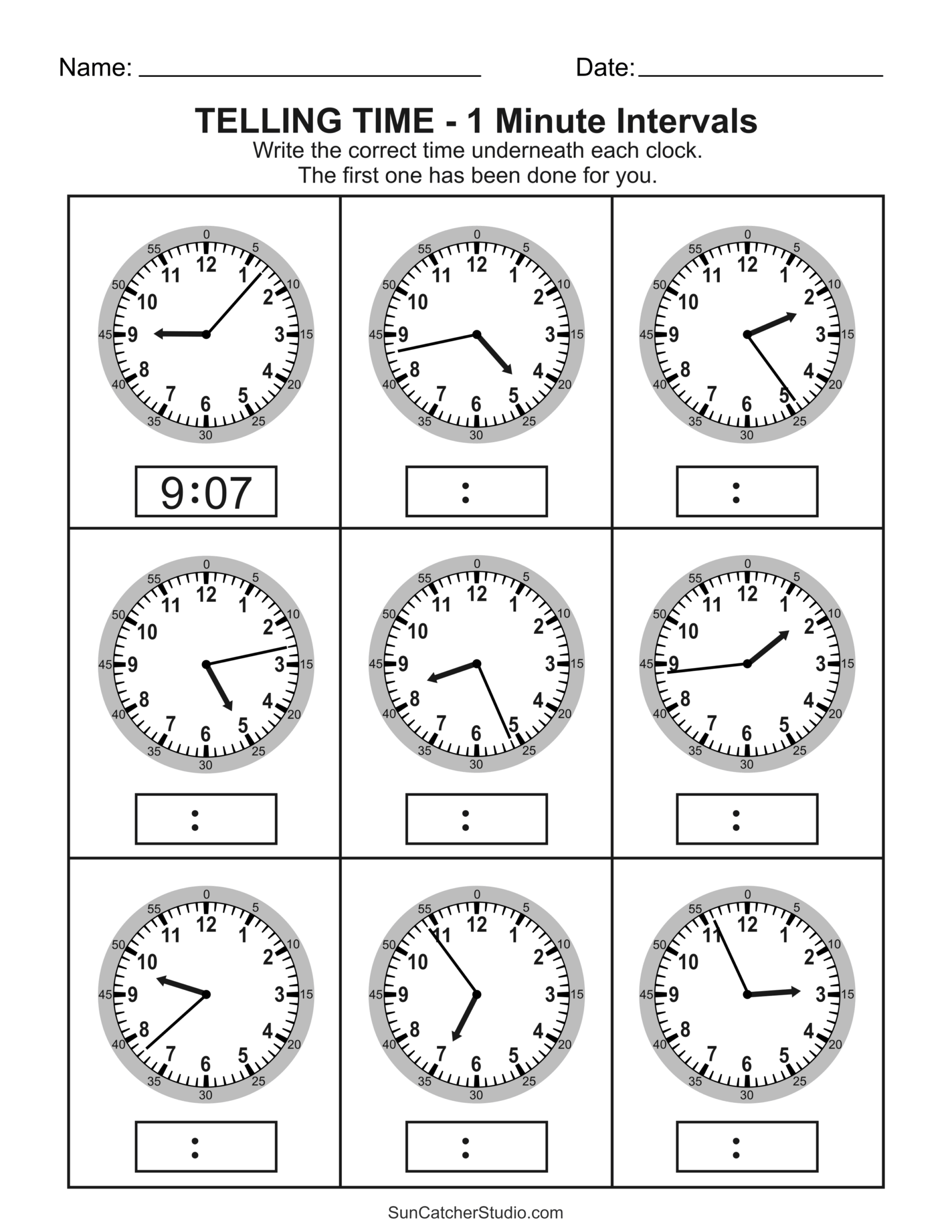 time worksheets for kindergarten