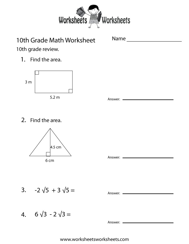 10th grade math worksheets 10th grade math worksheets
