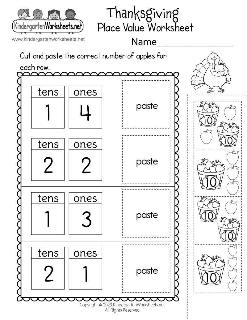 Free Printable Thanksgiving Place Value Worksheet