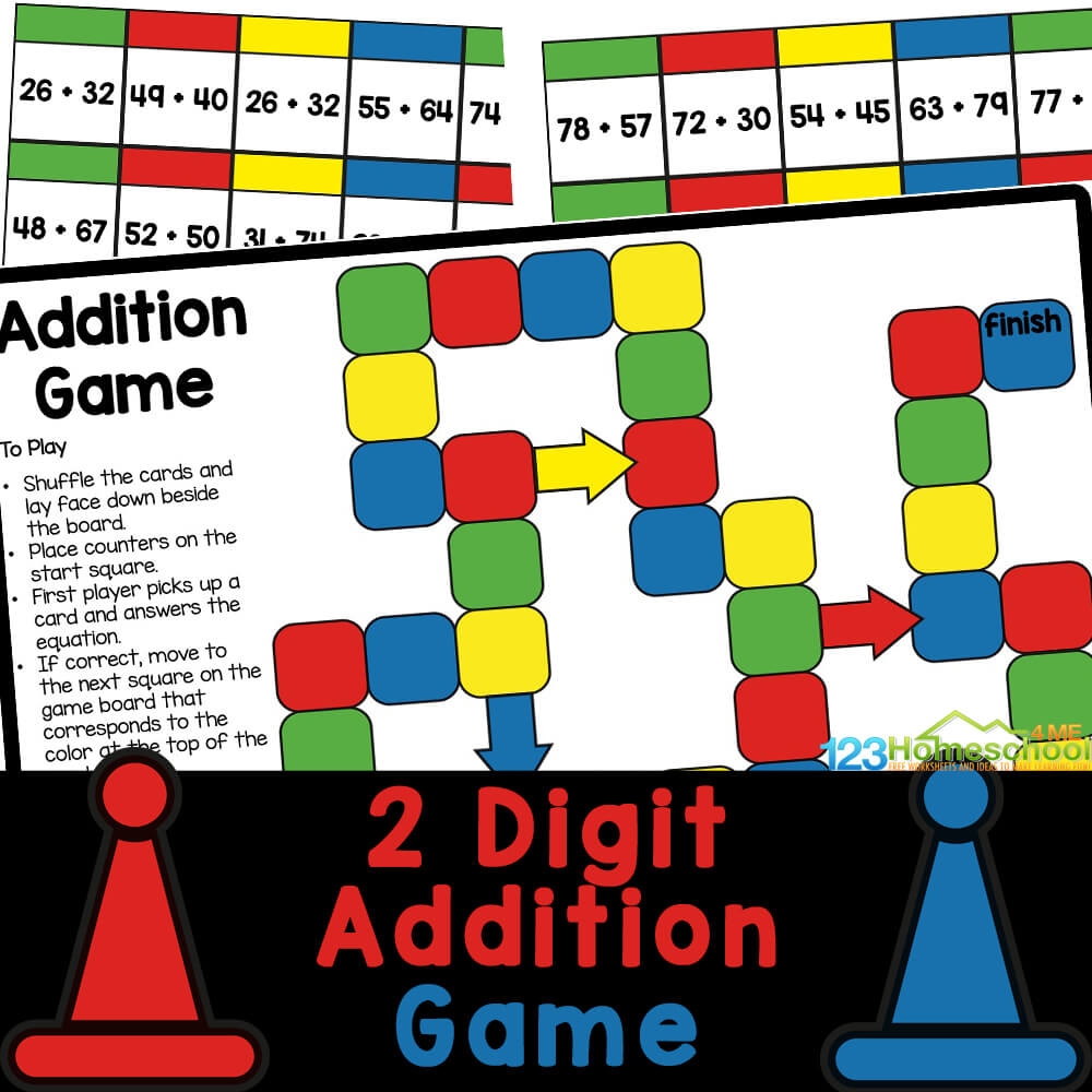 FREE Printable Two Digit Addition Math Games For 1st 2nd 3rd Grade FREE Printable Two Digit Addition Math Games For 1st 2nd 3rd Grade