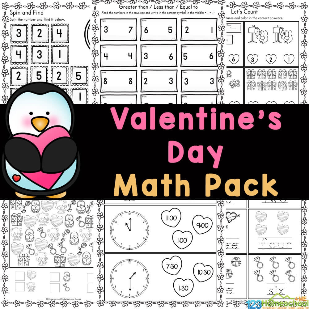 valentines math worksheet