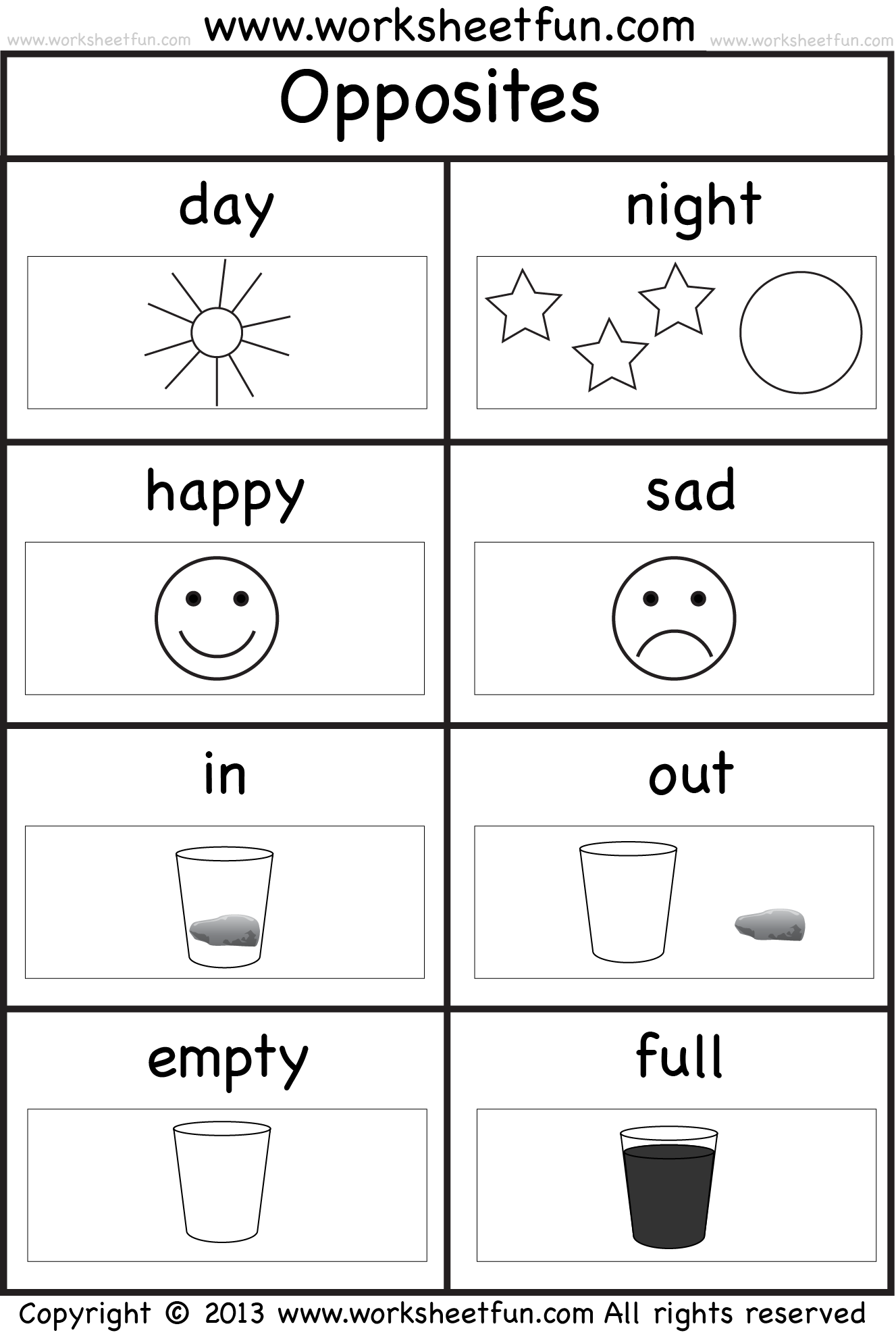 opposites preschool worksheets