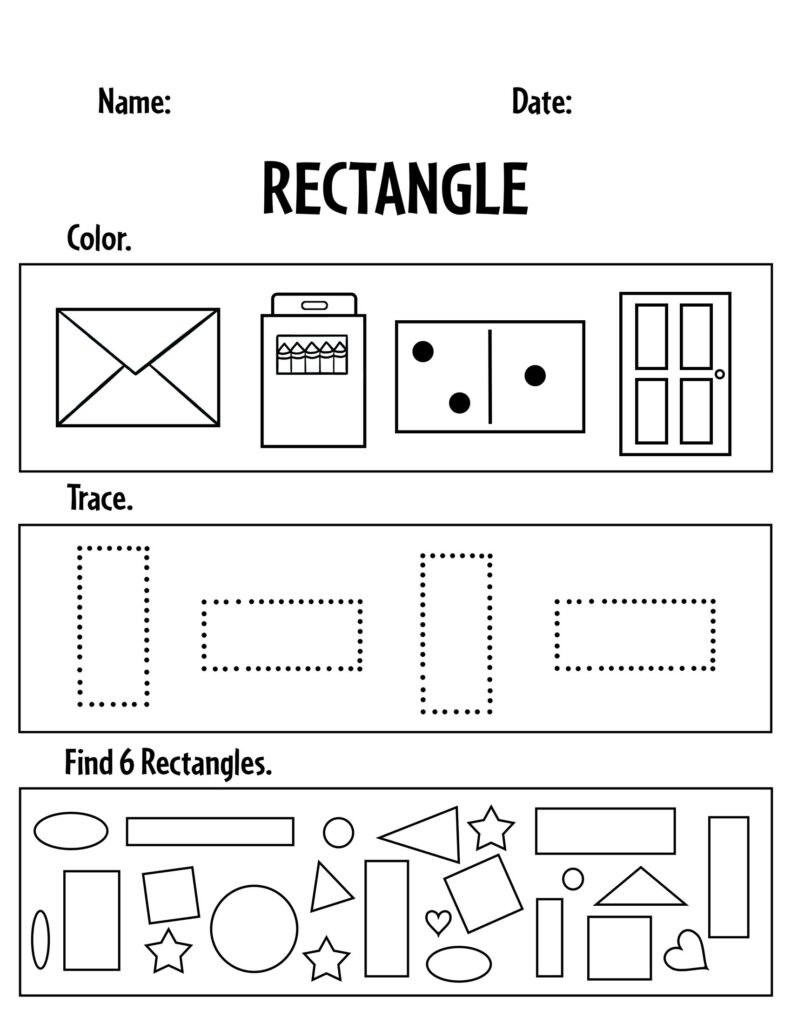 Free Rectangle Worksheets For Preschool The Hollydog Blog