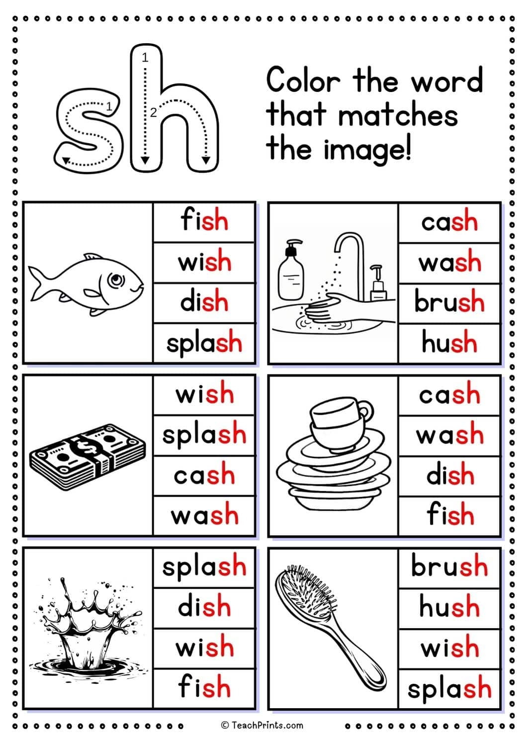 Free Sh Worksheets Teach Prints