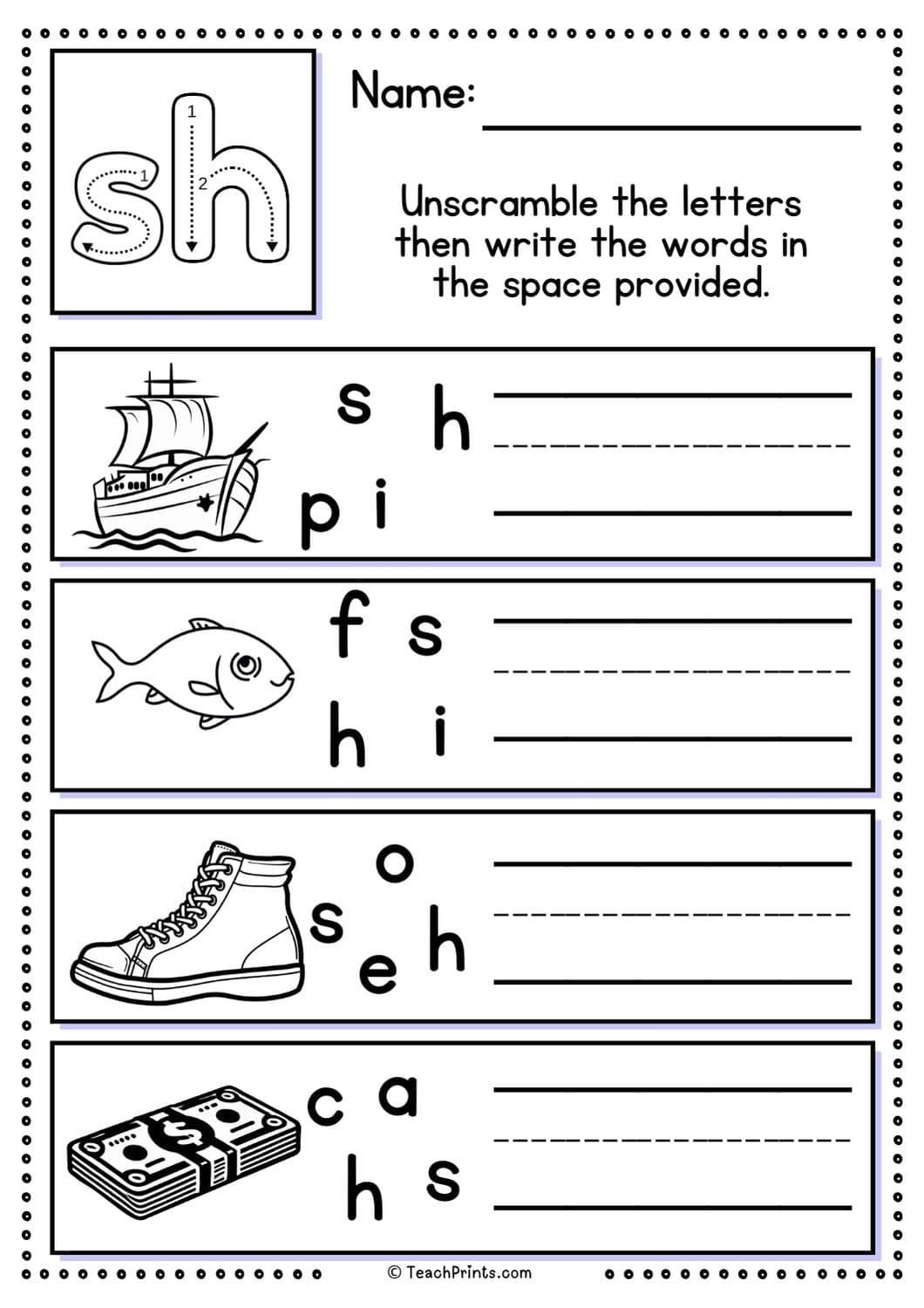 Free Sh Worksheets Teach Prints