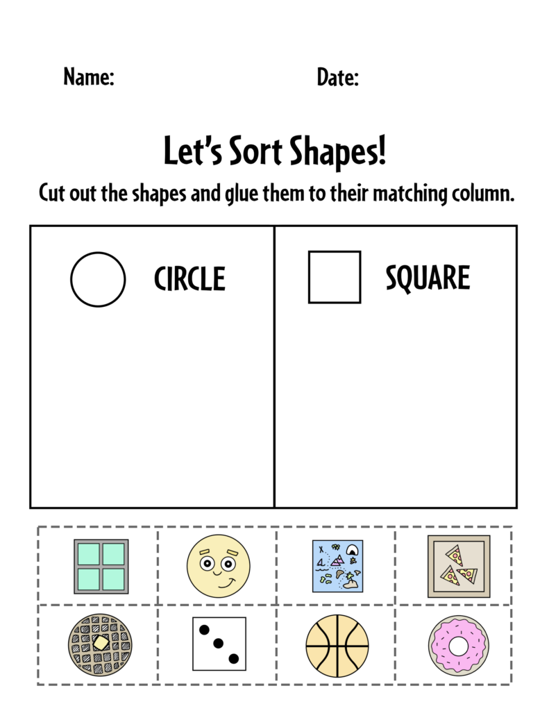Free Shape Sorting Worksheets For Preschool The Hollydog Blog