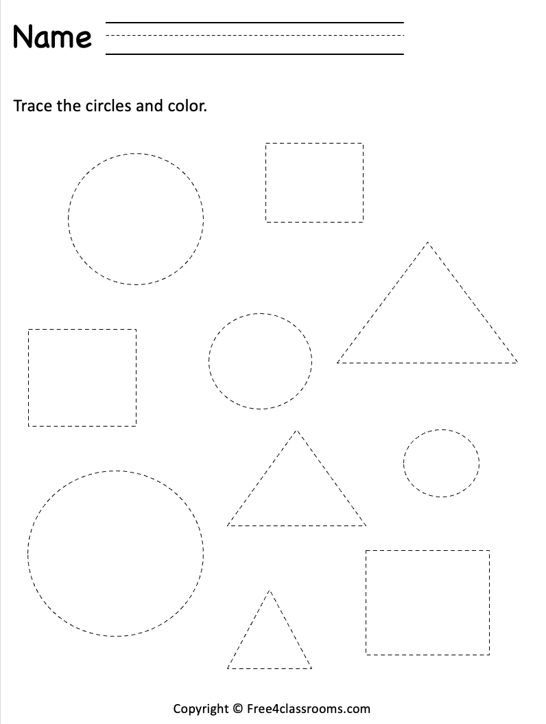 worksheet for shapes for preschool