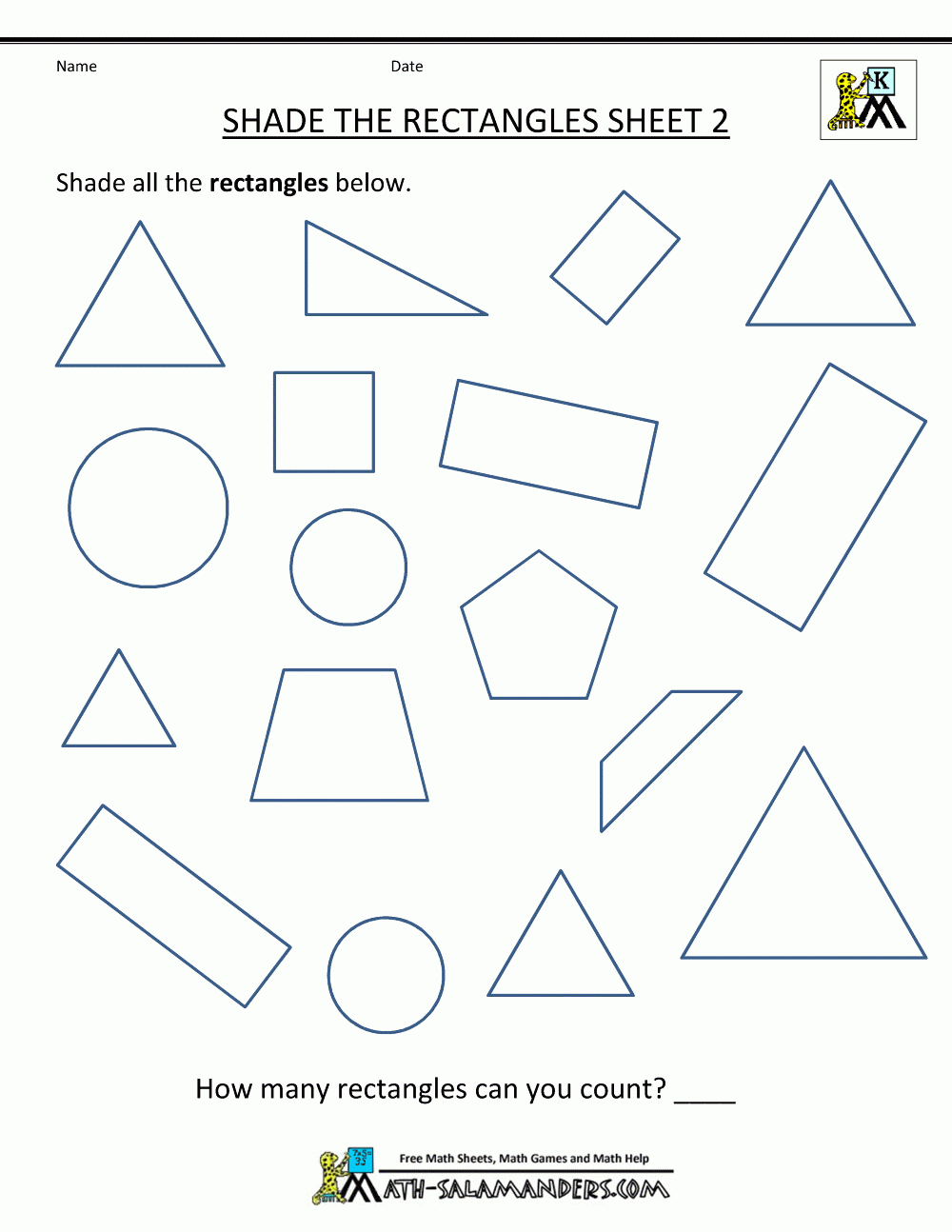 Free Shape Worksheets Kindergarten