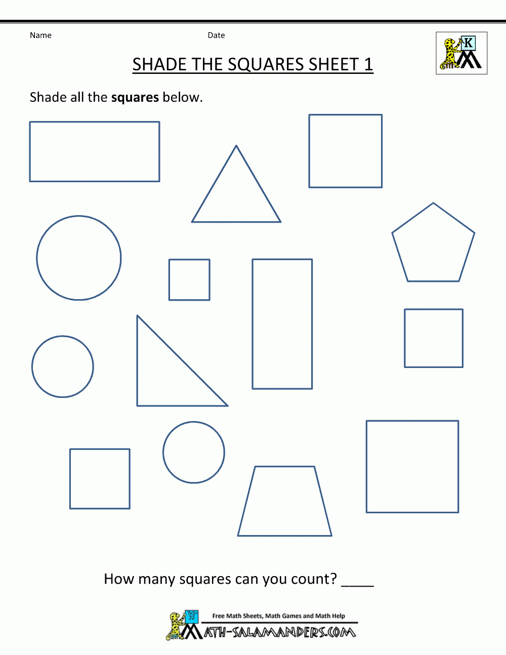 Free Shape Worksheets Kindergarten