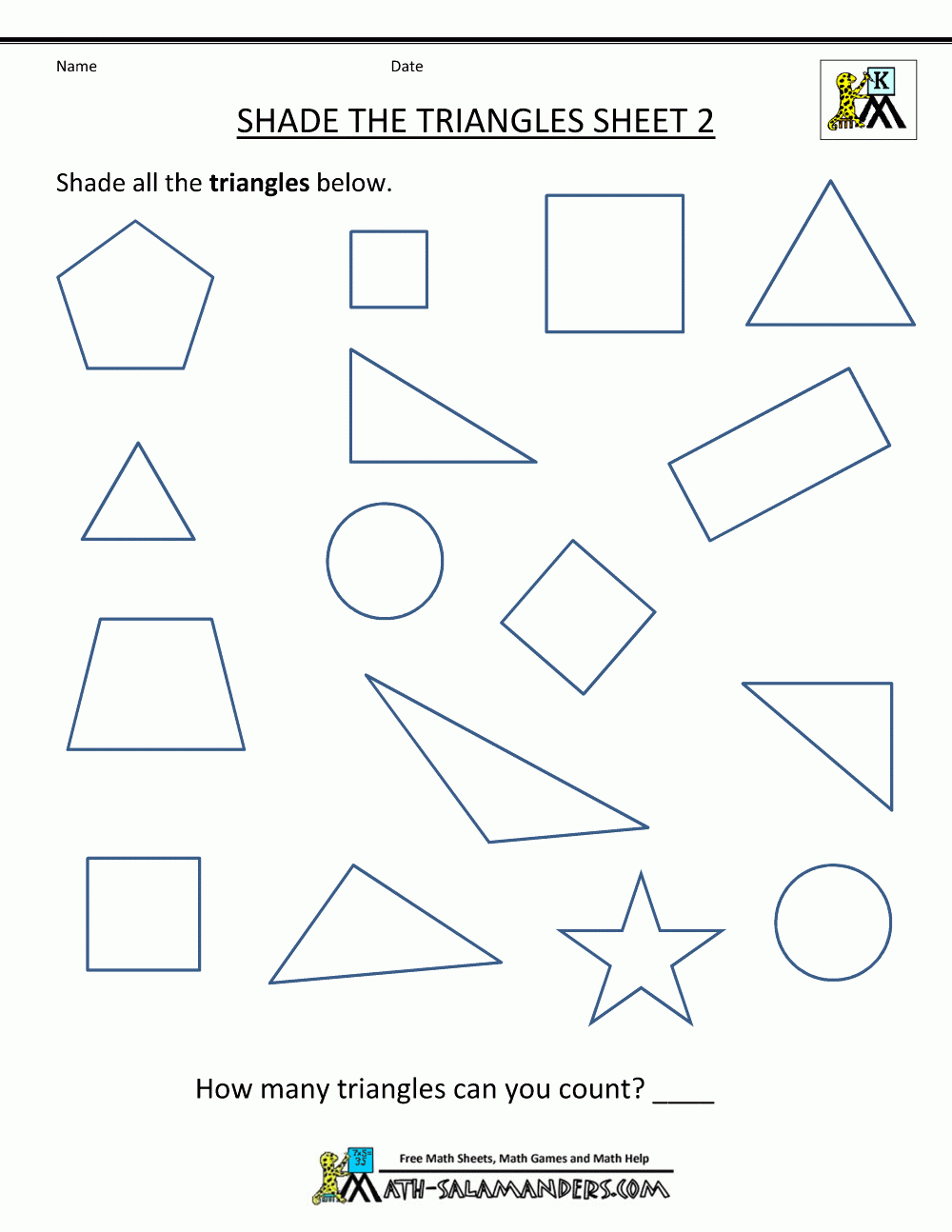 Free Shape Worksheets Kindergarten