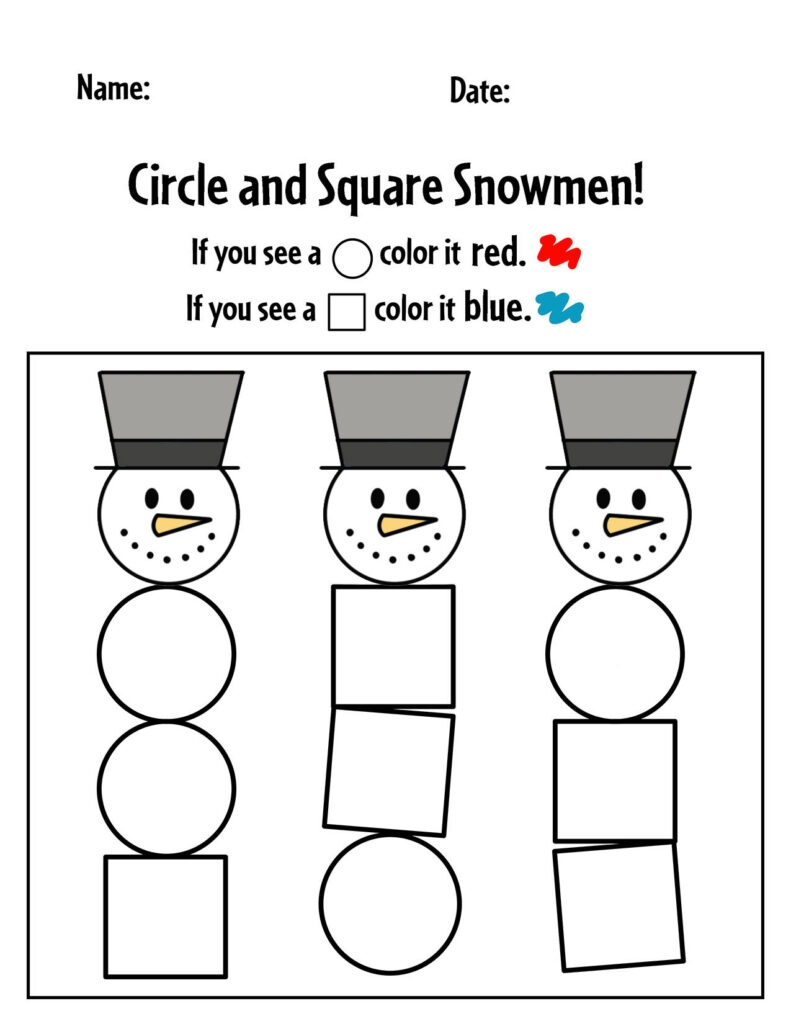 FREE Snowman Worksheets For Preschool The Hollydog Blog