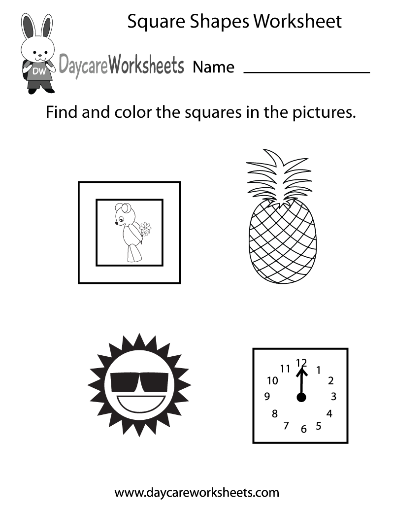 square worksheets for preschool