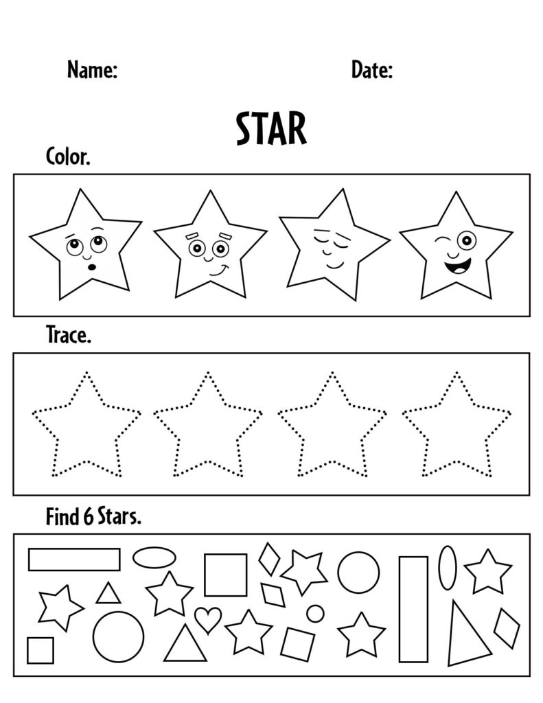 Free Star Worksheets For Preschool The Hollydog Blog