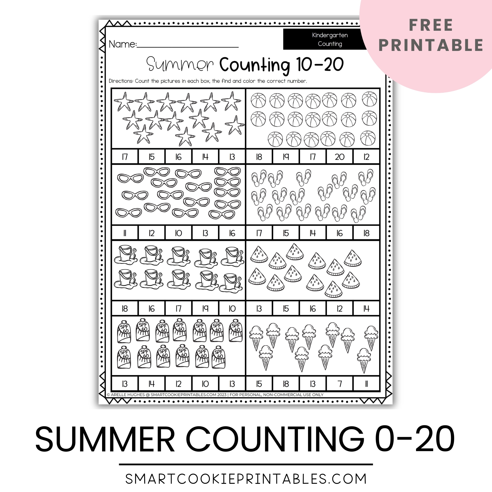 counting worksheets 1 20 for kindergarten