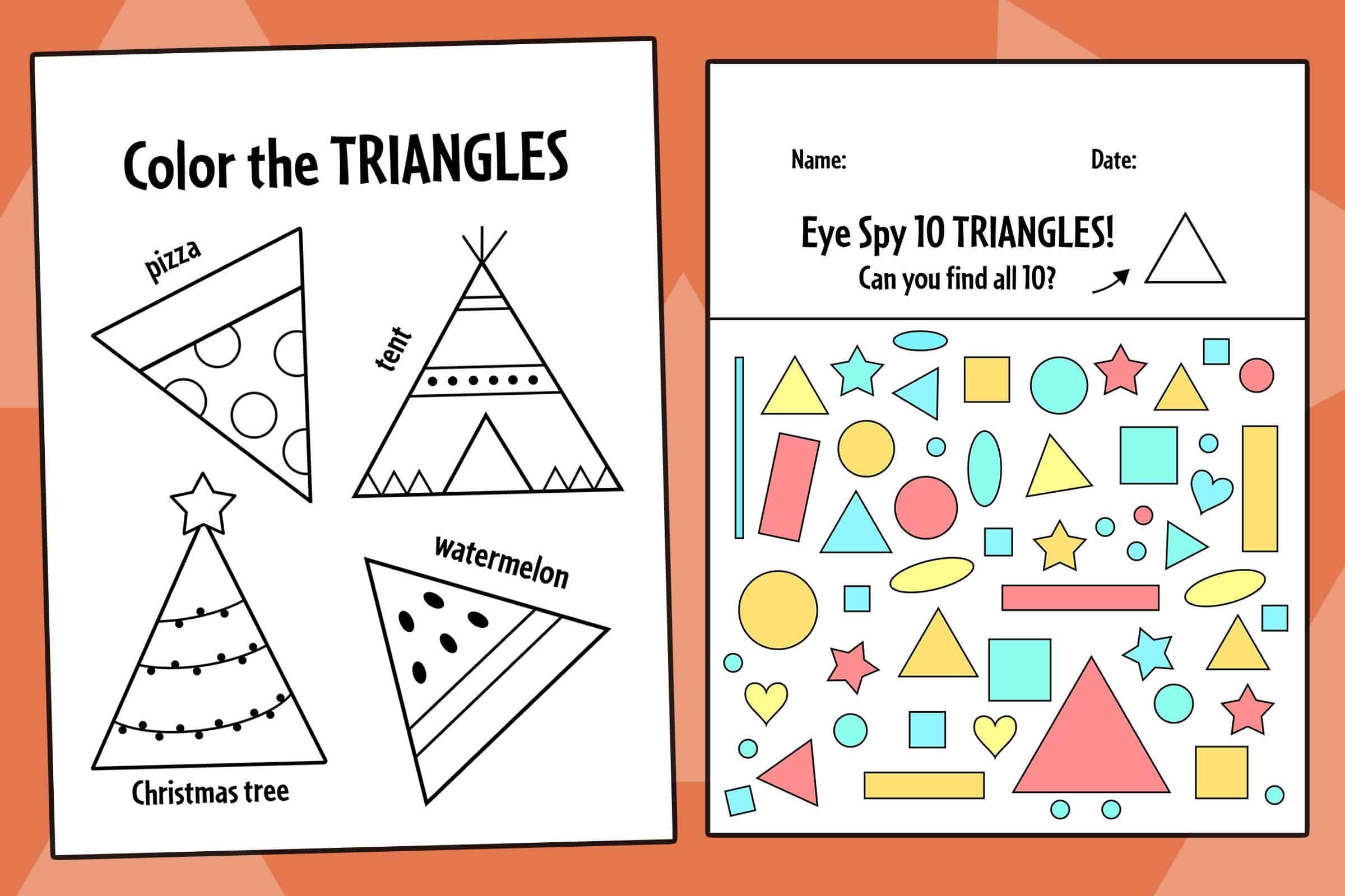 triangle worksheets for preschoolers