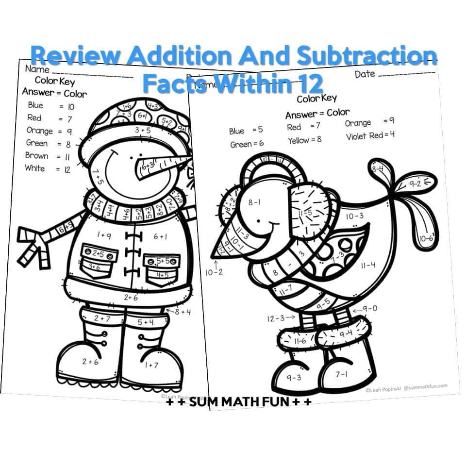 winter math worksheets
