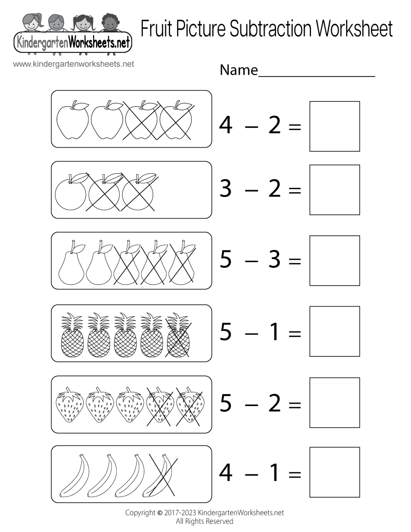 math worksheets for kindergarten subtraction