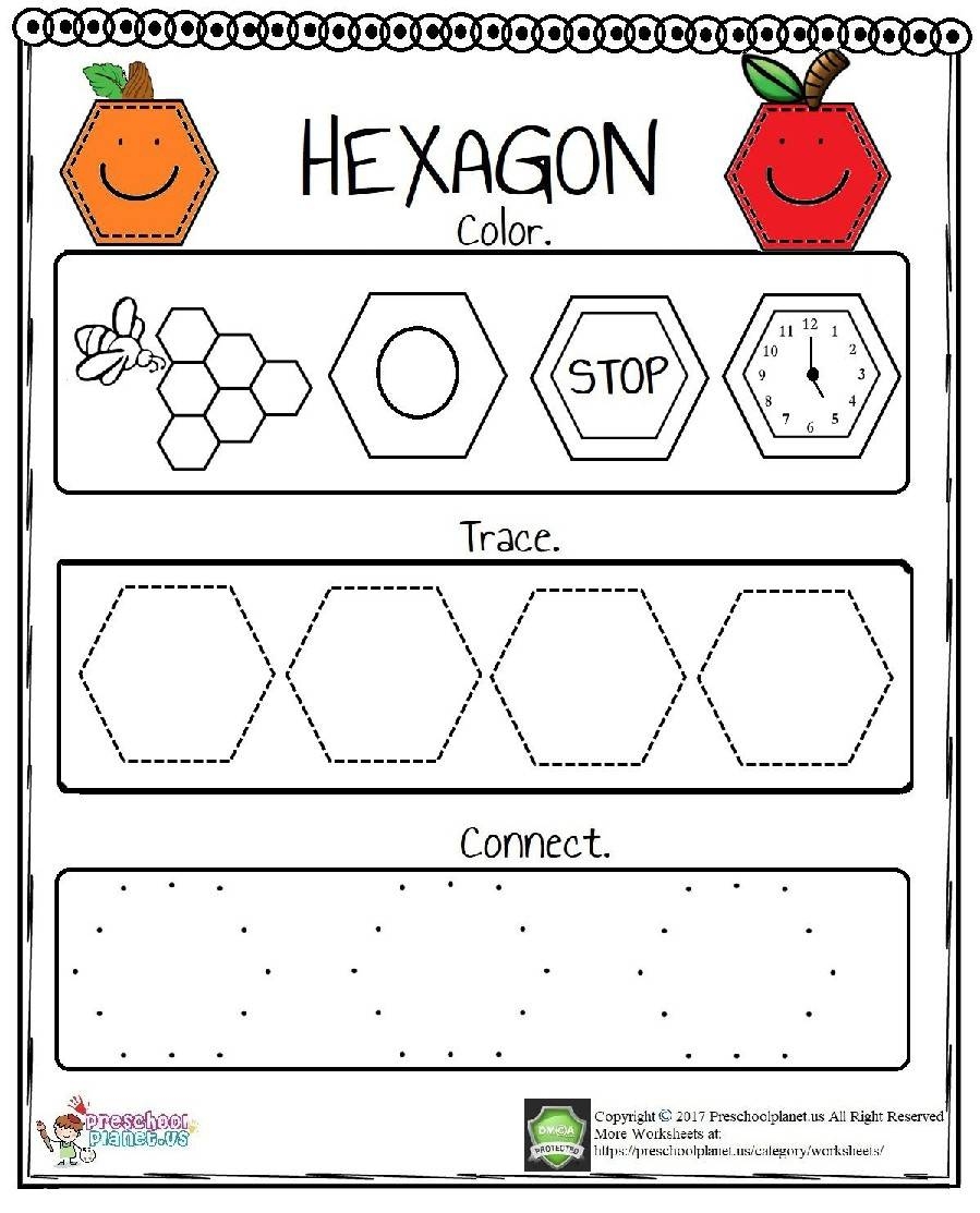 Funny 2D Hexagon Worksheet By Preschoolplanet TPT
