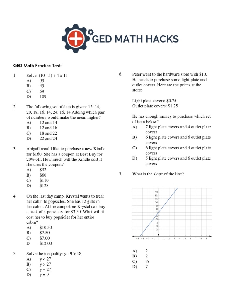 GED Math Practice Test 1 PDF Area Interest Worksheets Library