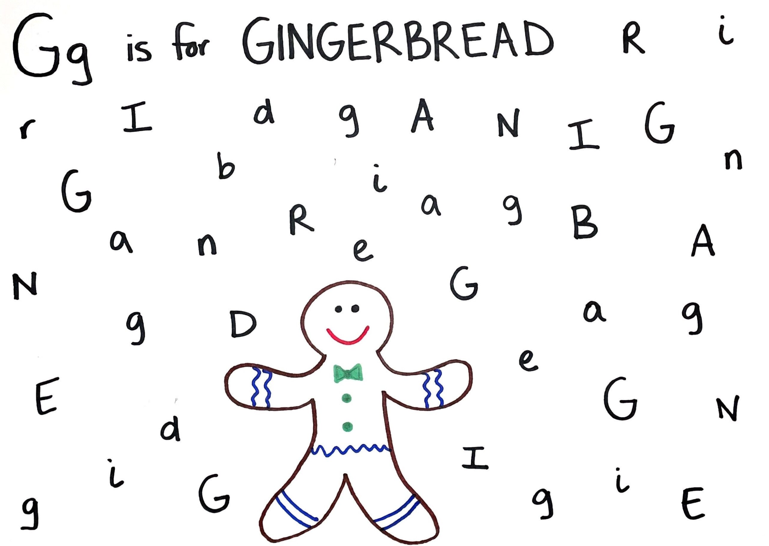 Gingerbread Letter Finder Letter G Letter Worksheet Alphabet Toddler Preschool Etsy Denmark