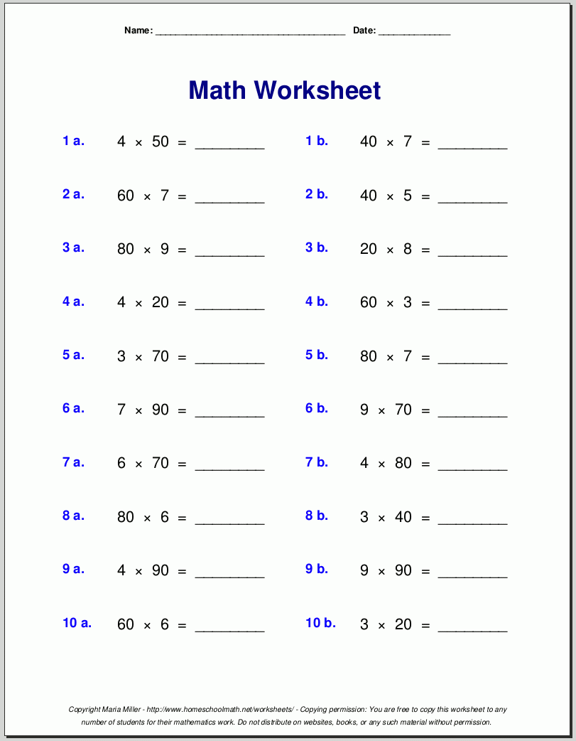 free 4th grade math worksheets
