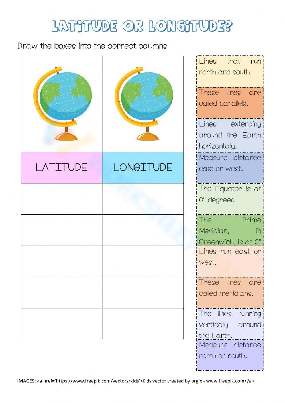 Grade 6 Latitude And Longitude Worksheets