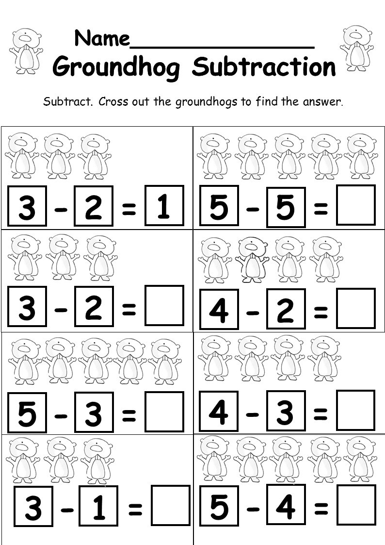 Groundhog Subtraction Numbers 0 5 Kindermomma