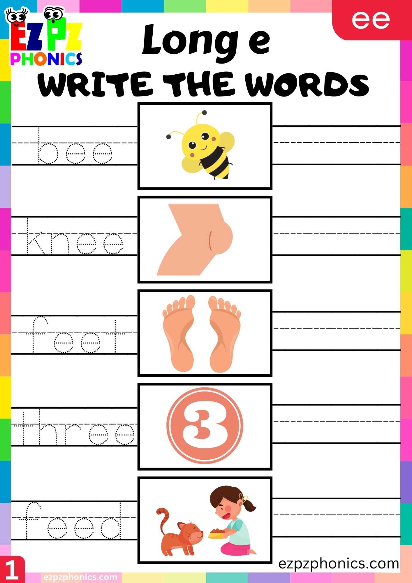 e_e phonics worksheet
