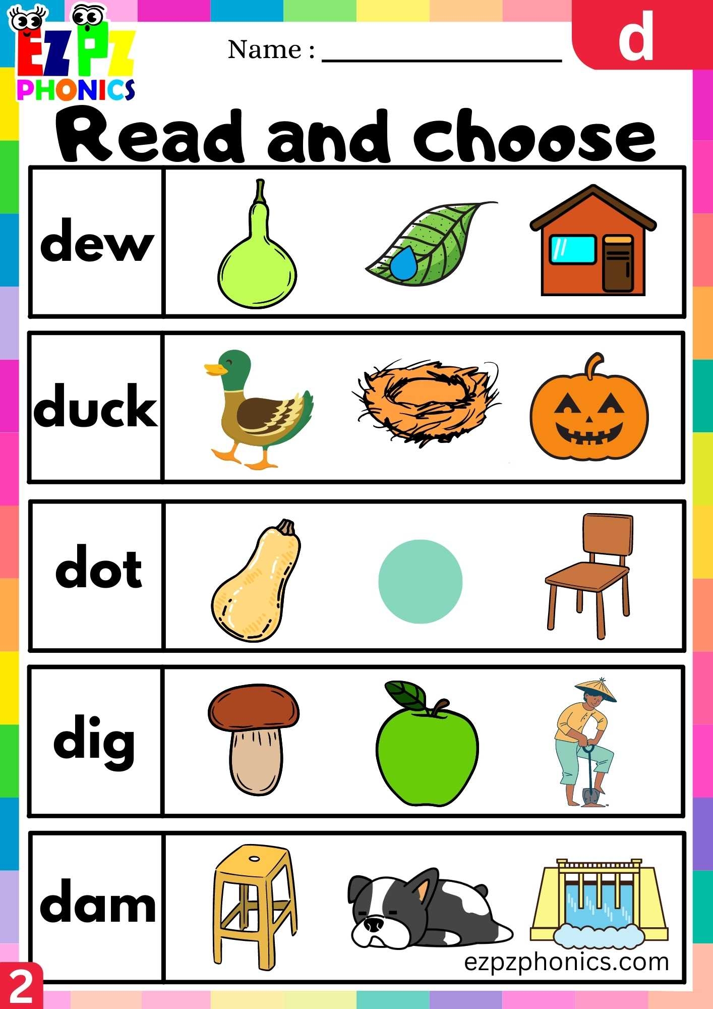 d phonics worksheets