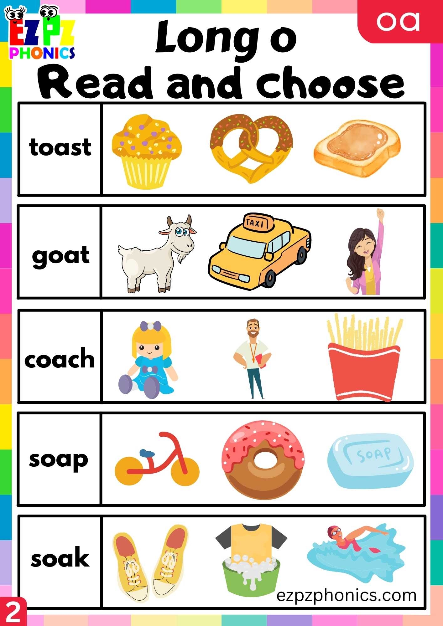 Group2 OA Words Read And Choose Long O Phonics Worksheet Ezpzphonics