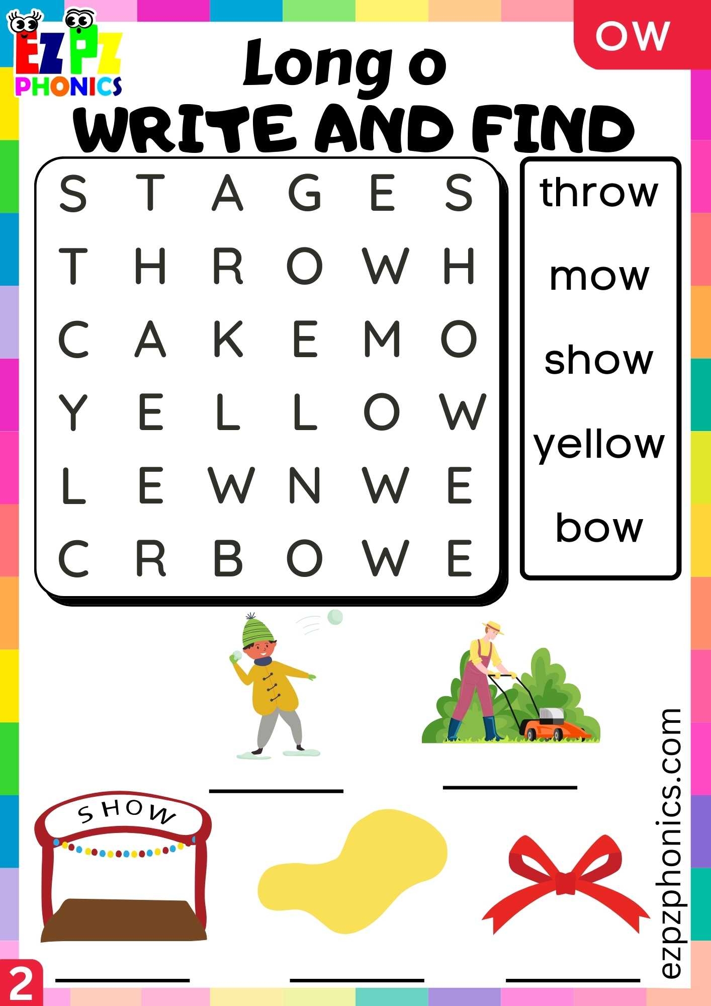 ow phonics worksheets