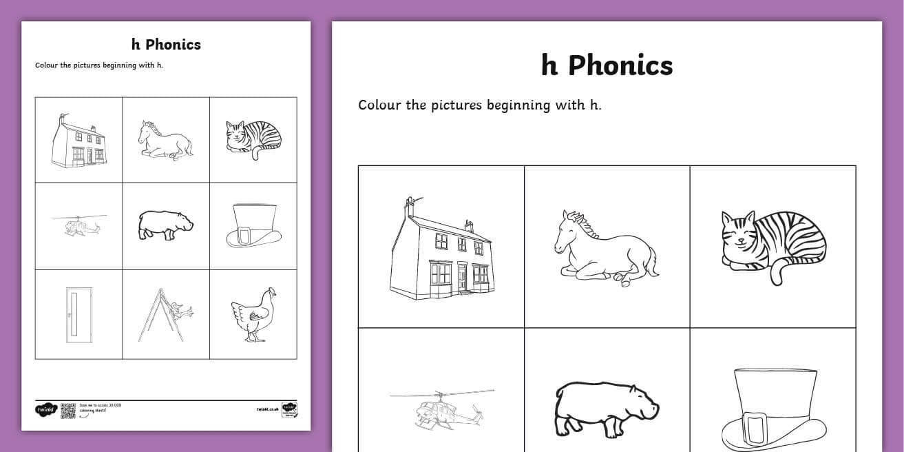 h phonics worksheet